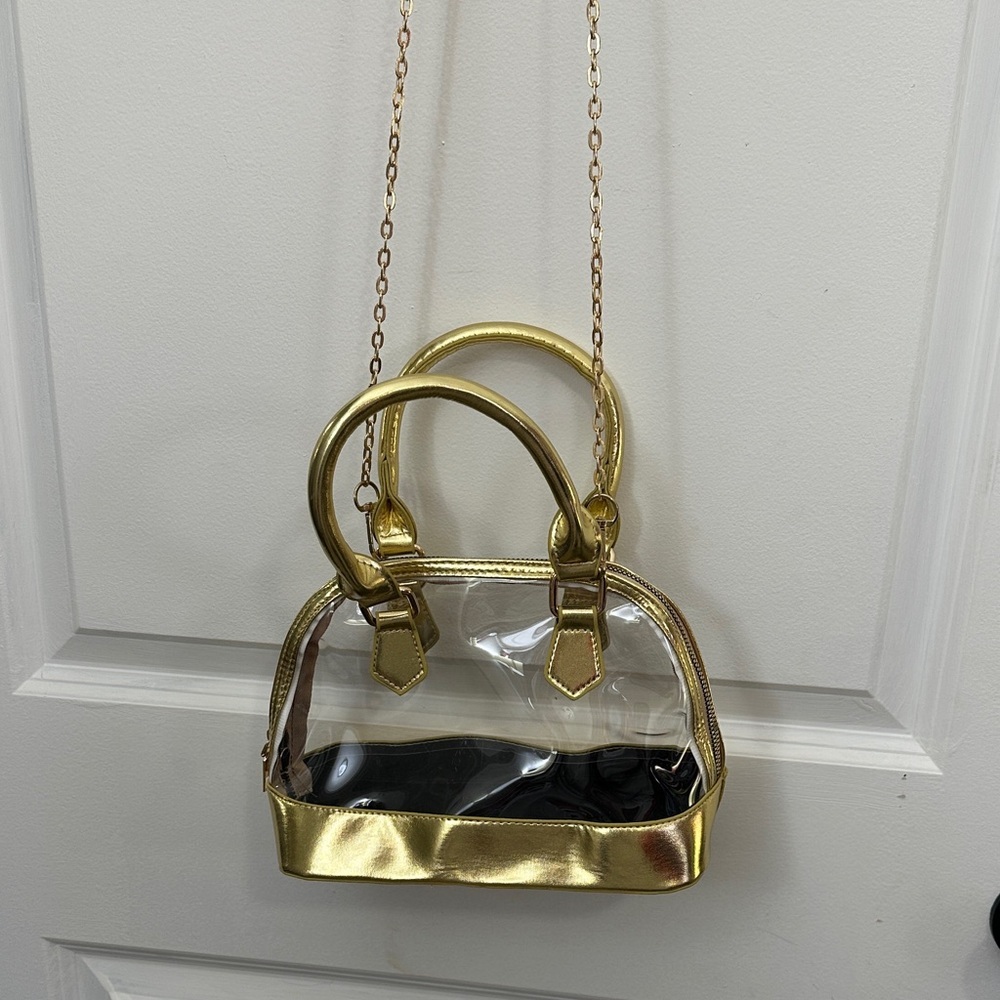 Gold/Clear Women's Stadium Handbag - Picture 3 of 4